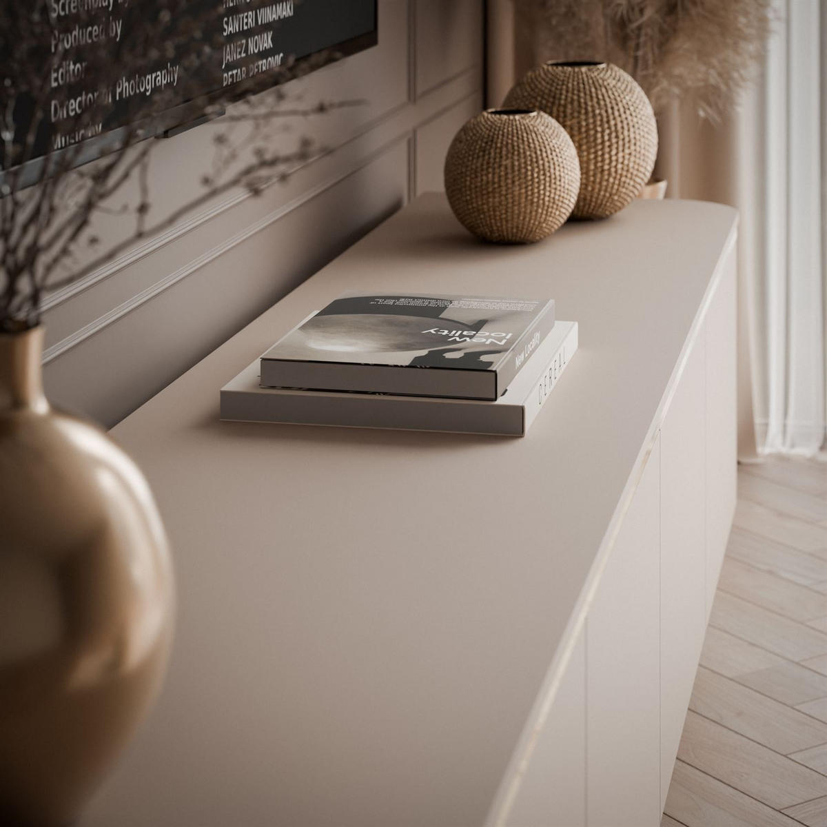 TV-RACK AVELINE 200 cm mit LED-Beleuchtung - Kaschmir, Holzwerkstoff (200/48/40cm) - Lookway