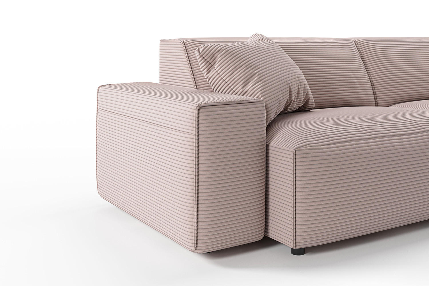 SOFA RANI Pink Cord - Pink/Schwarz, Kunststoff/Textil (256/71/101cm) - KAWOLA