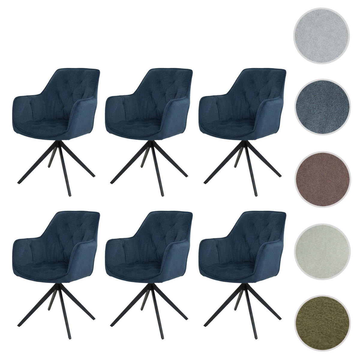 ESSZIMMERSTUHL Blau 6er-Set - Blau, Textil (55/87/60cm) - MCW