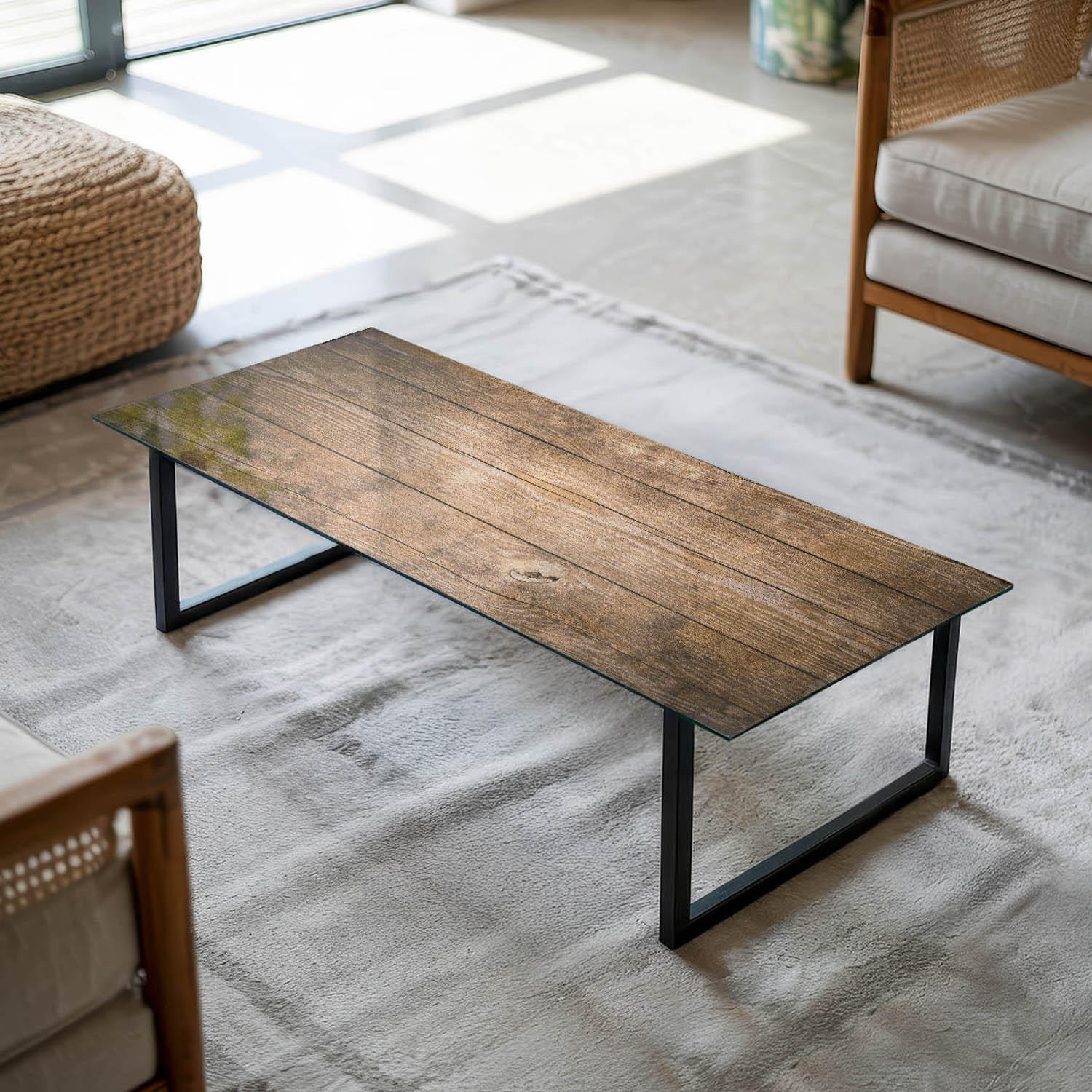 TISCHPLATTE 125x50 cm Holzstruktur Bretterdesign - Dunkelbraun/Braun, Glas (125/50/0.4cm) - TULUP