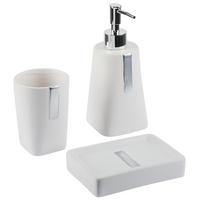 BADEZIMMER Set 3-teilig Keramik beige Sonana - Beige, Stein (8/19/8cm) - Beliani