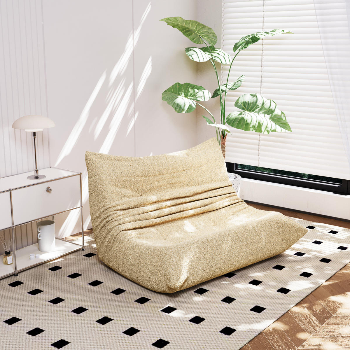 LIEGESESSEL 149/120/82 cm Beige Ergonomische Unterstützung für Schlafzimmer Wohnzimmer - Beige, Textil (120/82/149cm) - OKWISH