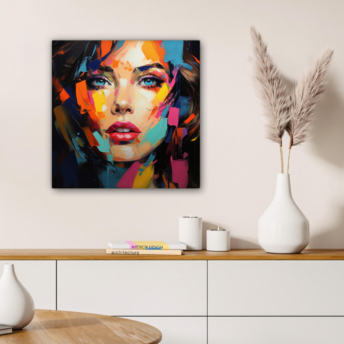 LEINWANDBILD Frau - Porträt - Farbenfroh - Kunst 50x50 cm - Multicolor, Textil (50/50cm) - MuchoWow