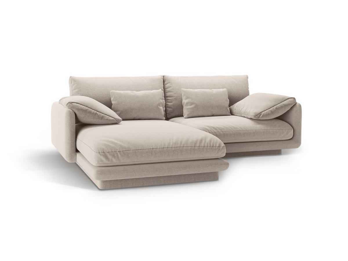 ECKSOFA links Torino aus strukturiertem Stoff leichtes beige 3 Sitzplätze - Creme, Textil (170/220cm) - Micadoni