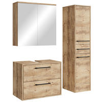 BADMÖBEL-SET Florence 3 Teile Kastanien Eiche - 60 x 35 x 47 cm - Eichefarben, Holz (60/47/35cm) - Badplaats