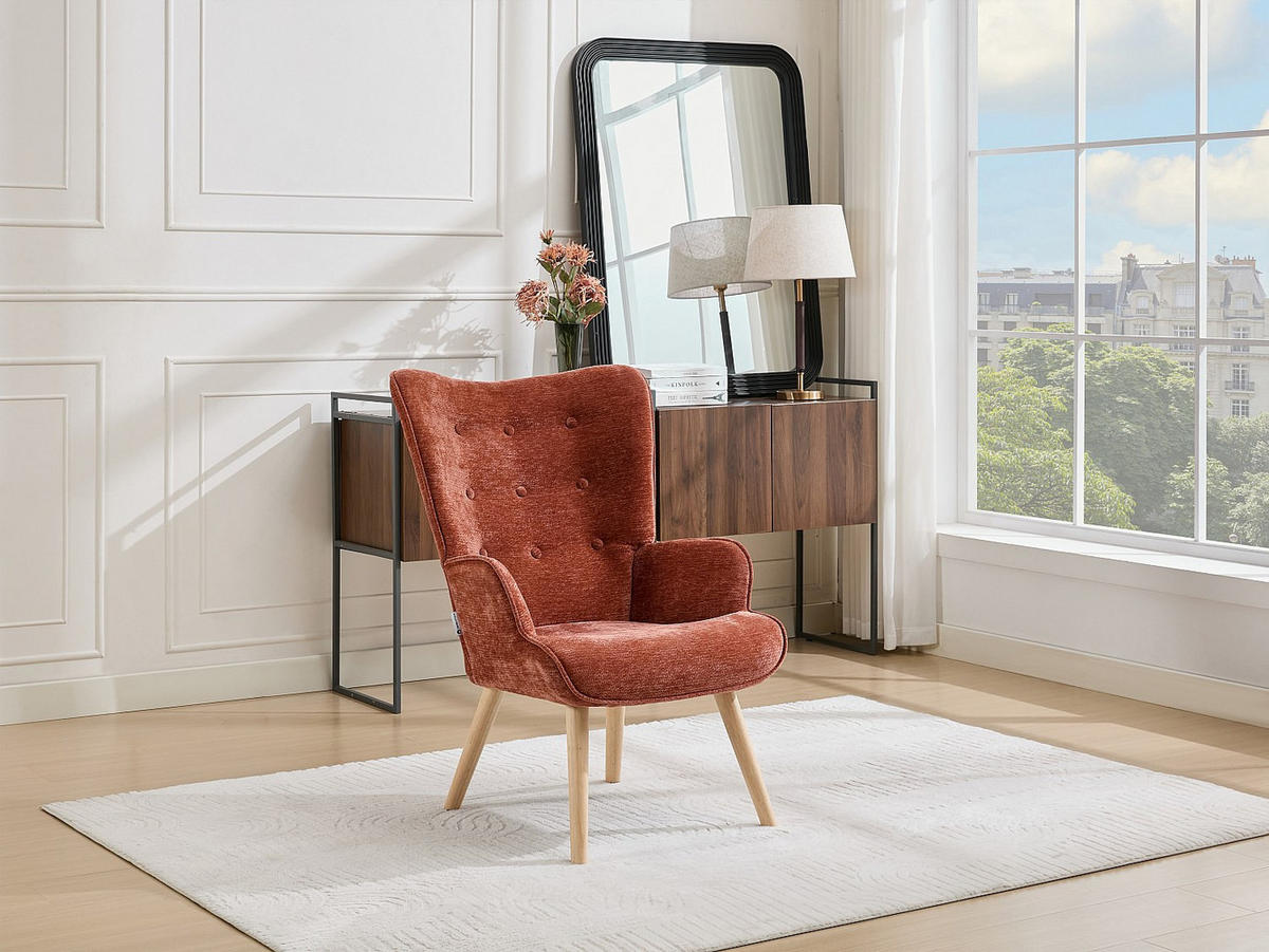 SESSEL mit gerader Rückenlehne - 1 -Sitzer - Polyester - terracotta - VATELY - Braun, Textil (69/95.5/78cm) - Vente-Unique