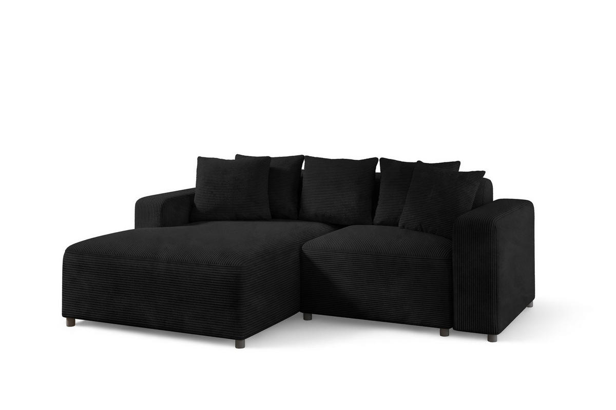 ECKSOFA Megan Xs In Stoff Poso - Schwarz, Holzwerkstoff/Textil (240/165cm) - Fun Möbel