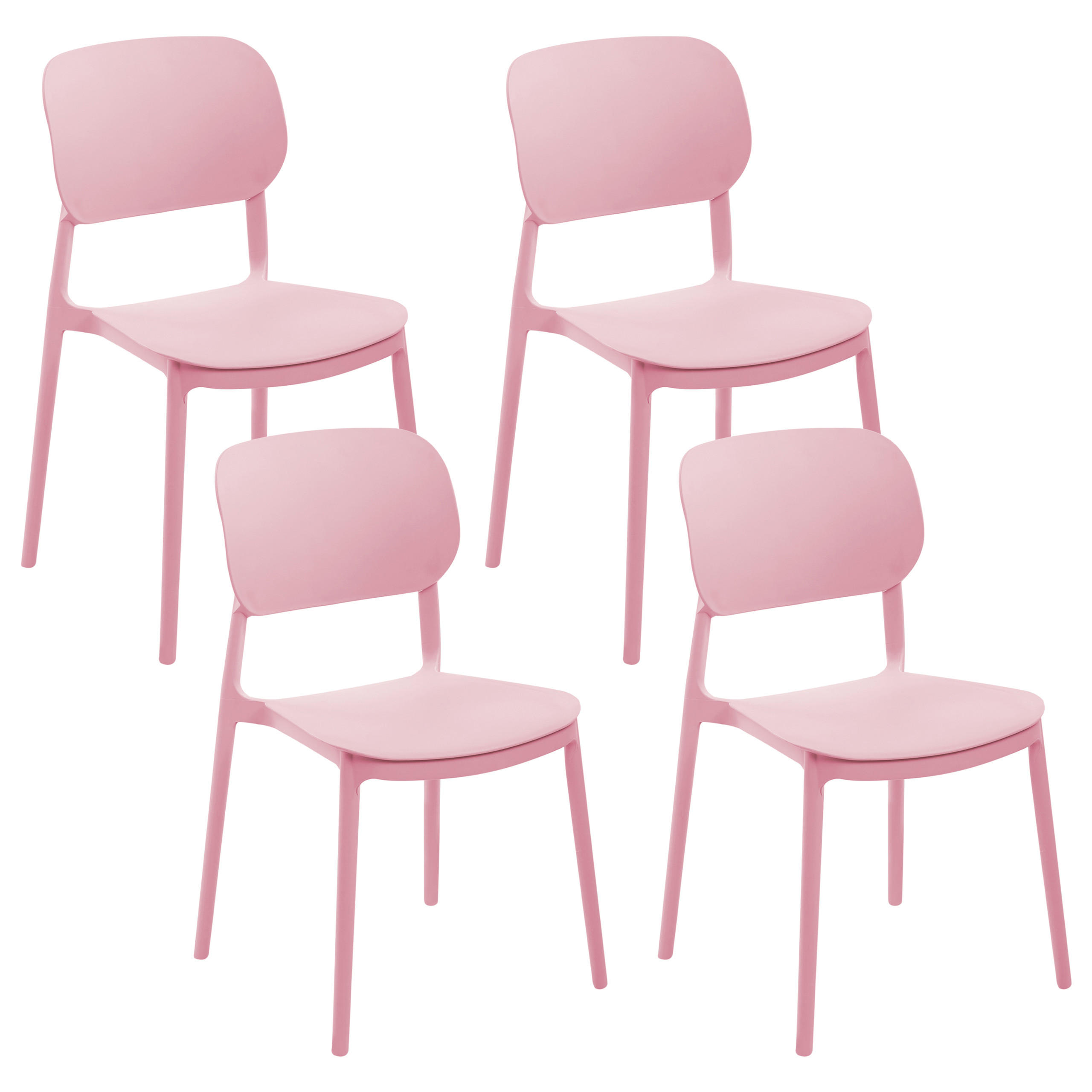 GARTENSTUHL 4er-Set Rosa Tupiza - Pink, Kunststoff (47/82/48cm) - Beliani
