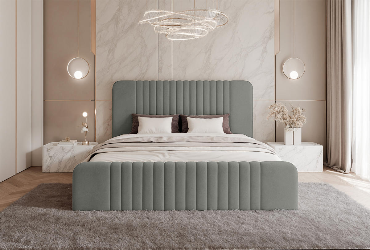 POLSTERBETT Pariotto 140x200 cm, Grau - Grau, Textil (140/200cm) - Fedve