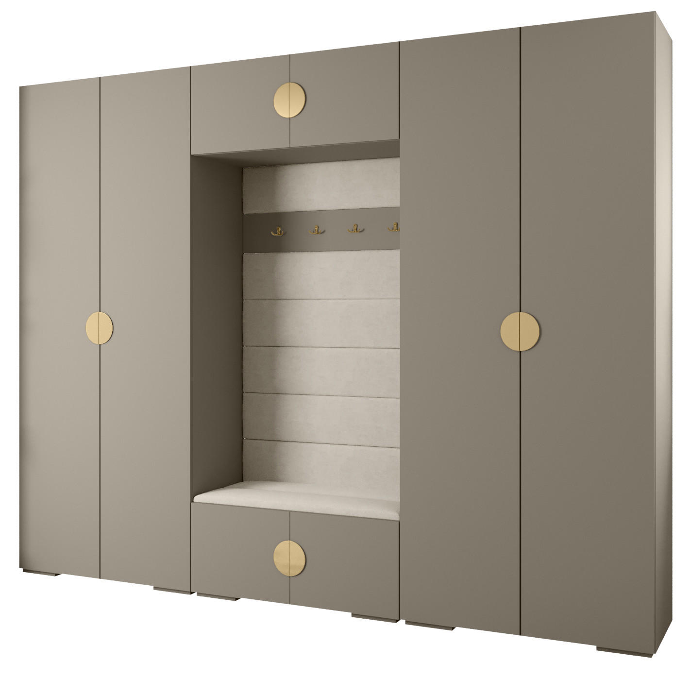 Abiks Möbel Garderoben-Set Kaschmir, Beige, Gold 300x236.7x47 cm