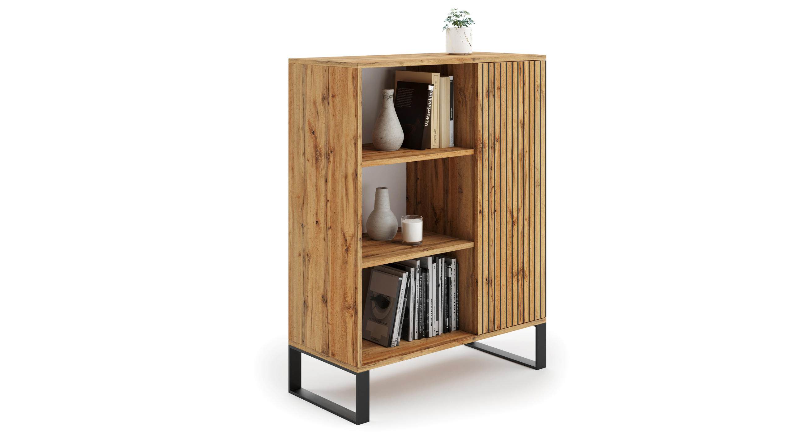 BÜCHERREGAL Fondi - Eiche Bianco, Holzwerkstoff (40/116/90cm) - RAUMHIRSCH FURNITURE