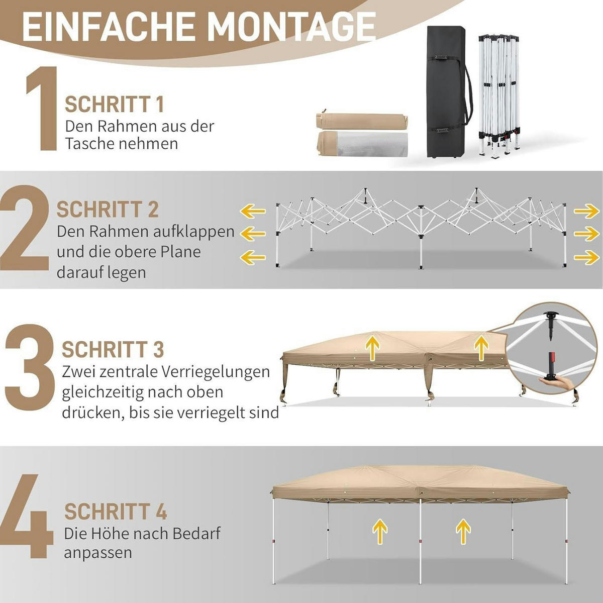FALTPAVILLON 3x6 m Khaki mit 6 Seitenteilen - Olivgrün, Textil (300/265/600cm)