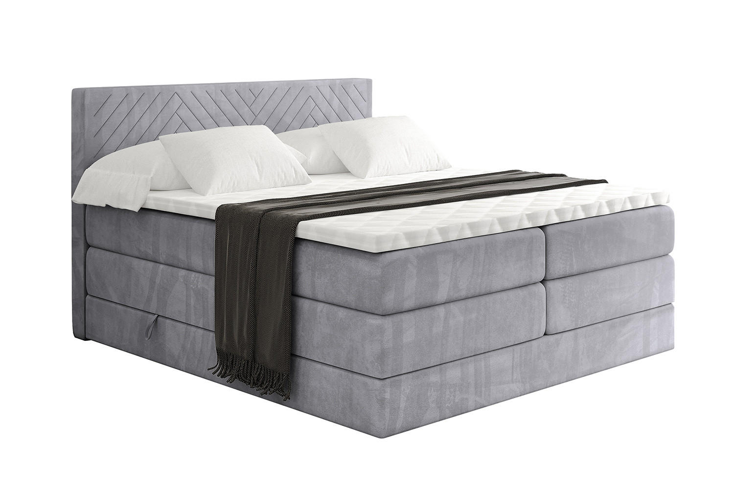 BOXSPRINGBETT mit Matratze H3|H4 und Lattenrost - VEXA KING-120x200 - Grau Monolith - Grau, Holzwerkstoff (120/200cm) - ALTDECOR