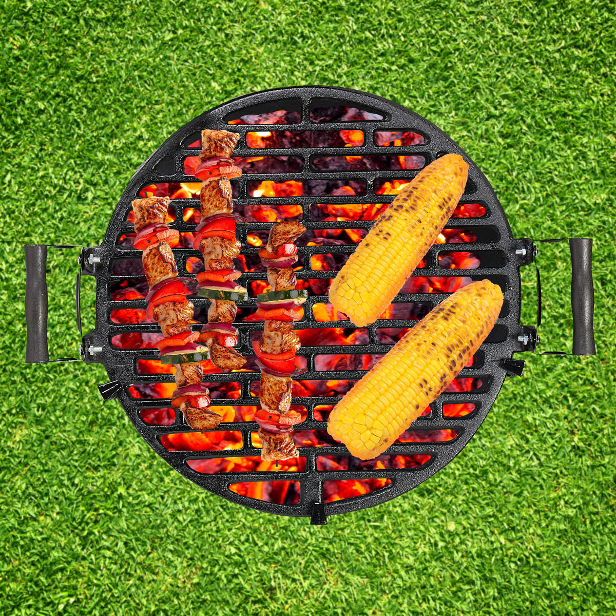 GRILLFASS - Schwarz, Holz/Metall (46/39/36cm) - Relaxdays
