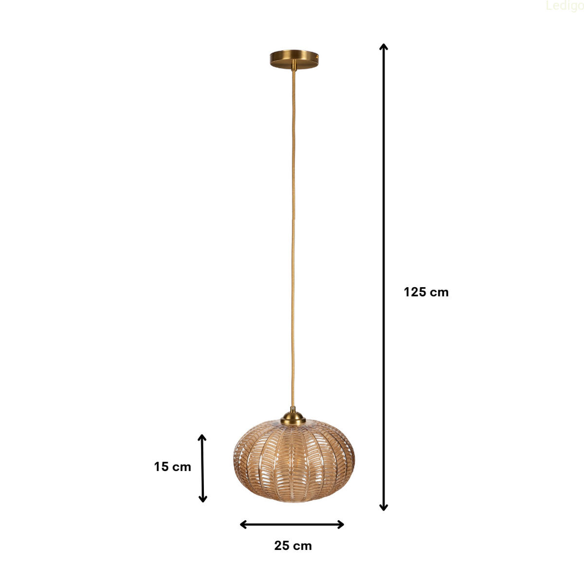 PENDELLEUCHTE Paris - Goldfarben/Bernsteinfarben, Glas/Metall (25/25/125cm)