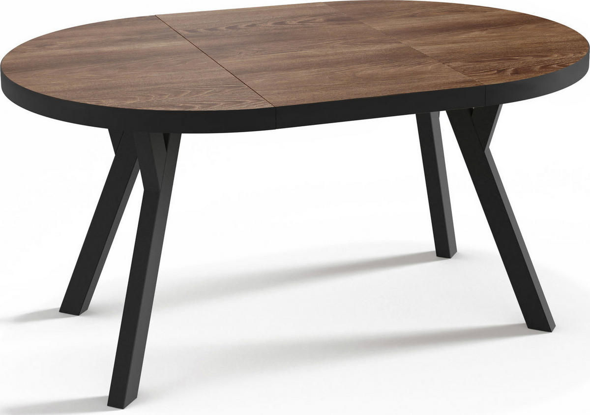 ESSTISCH Twixy runder ausziehbarer, Arvadonna Chestnut 100-150/100/76 cm - Kastanienfarben/Schwarz, Holz/Holzwerkstoff (100/150/76cm) - WFL GROUP