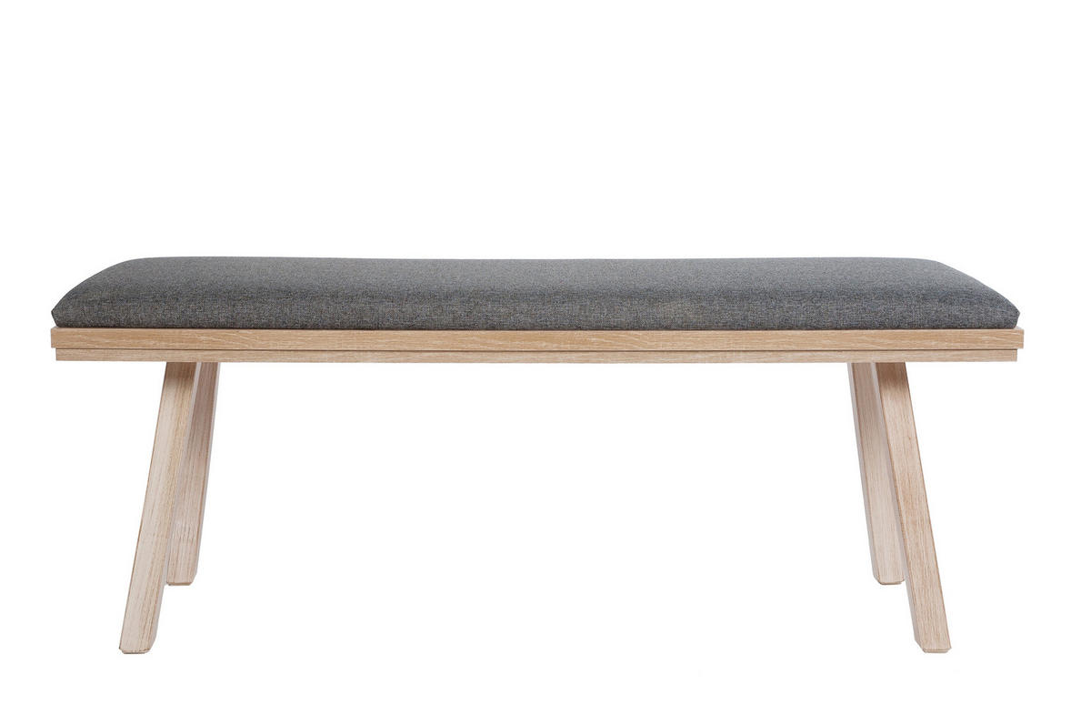 GARDEROBENBANK Die Zeitlose - Eichefarben/Grau, Holz/Textil (45/50/125cm) - Kundler Home
