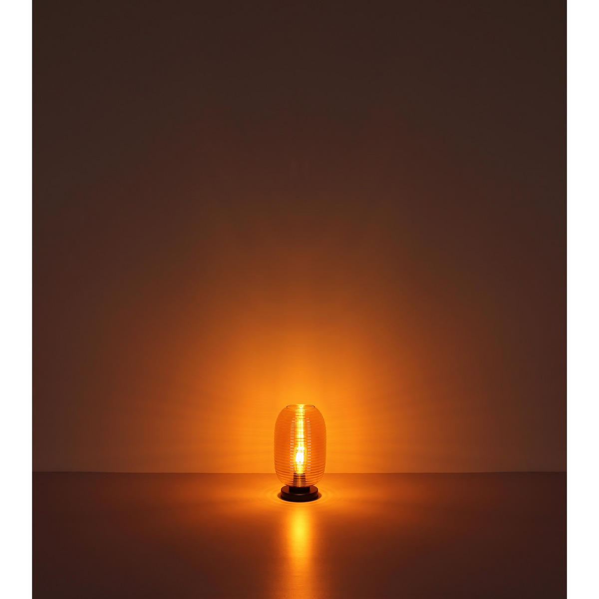 TISCHLEUCHTE Glas Amber Schwarz - Orange, Glas (20/20/34.5cm) - Globo Lighting