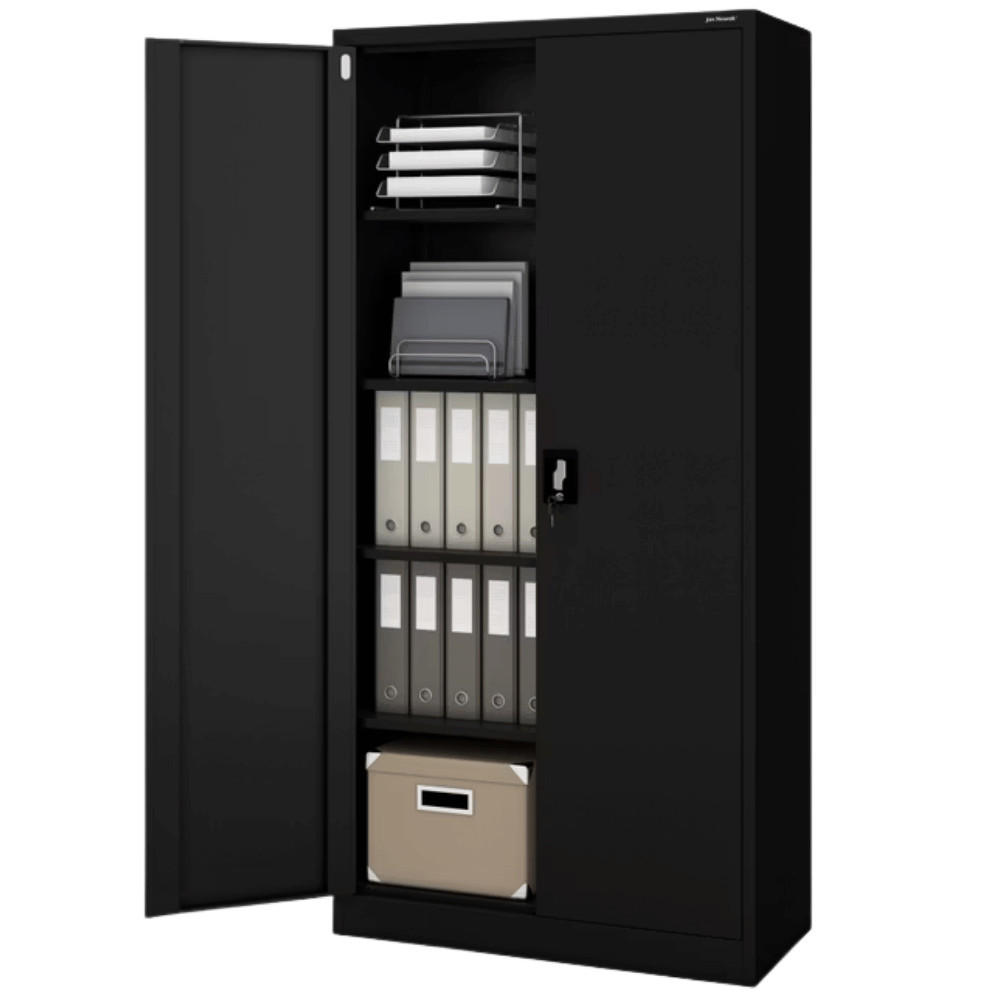 DELUKE AKTENSCHRANK Schwarz 90cm × 40cm × 195cm