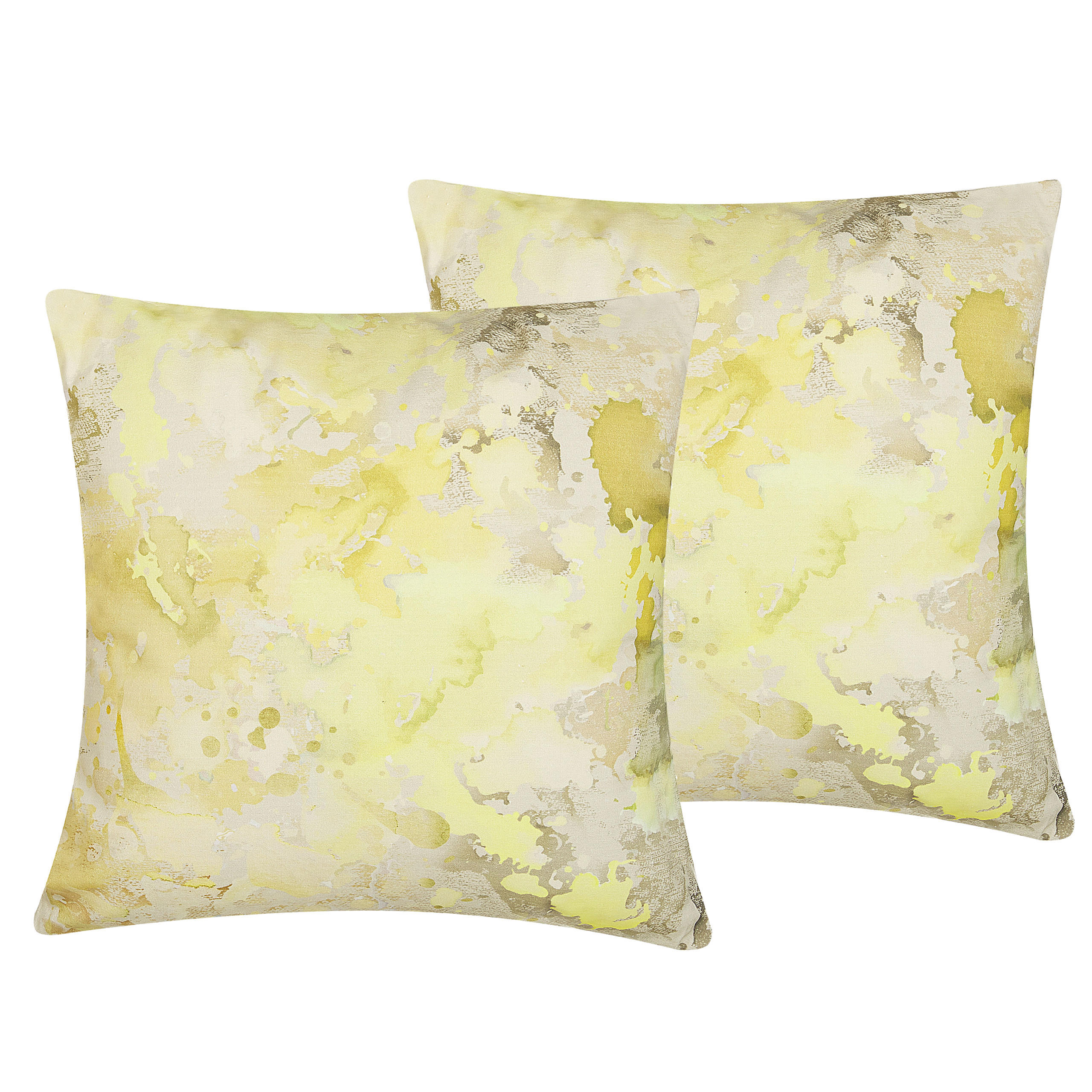 DEKOKISSEN 2er-Set Gelb 45/45 cm Pachira - Gelb, Naturmaterialen/Textil (45/45cm) - Beliani