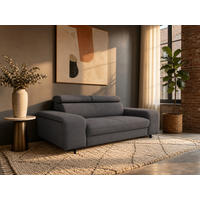 2,5-SITZER Vaasa Flachgewebe Grau klappb. Kopfstützen 198/100/81 cm - Dunkelgrau, Kunststoff/Textil (198/81/70cm) - foamnova