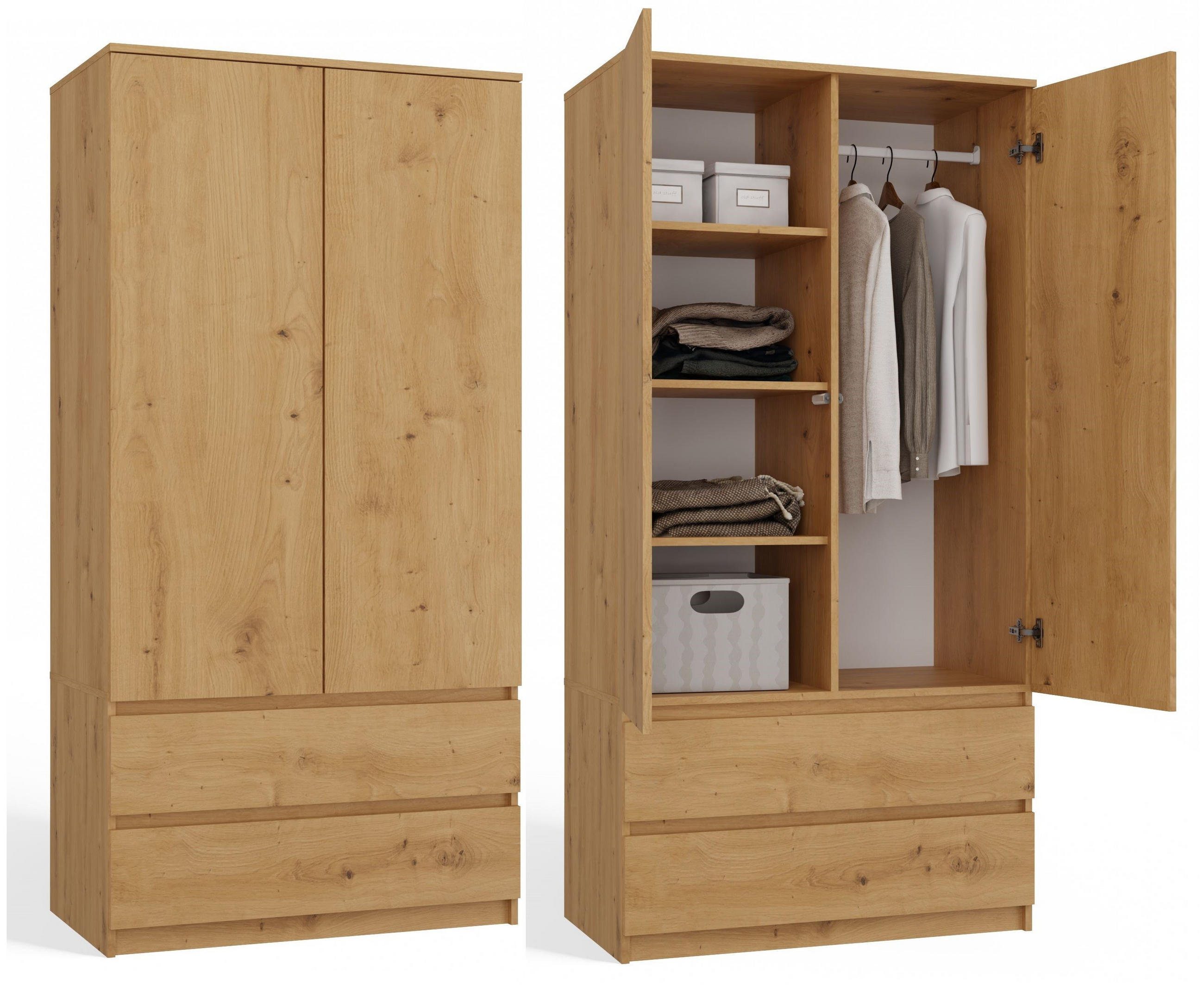 KLEIDERSCHRANK SS-90 EICHE ARTISAN - Eiche Artisan, Holzwerkstoff (90/180/50cm) - CDF