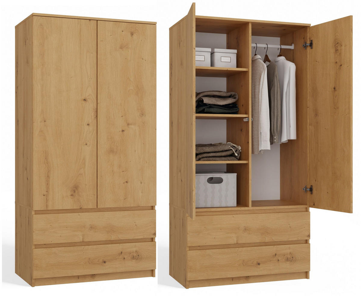 KLEIDERSCHRANK SS-90 EICHE ARTISAN - Eiche Artisan, Holzwerkstoff (90/180/50cm) - CDF