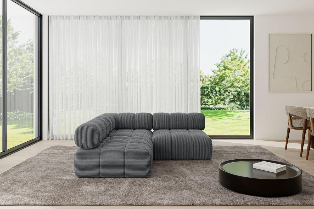 ECKSOFA modulares Sofa Samaro-L1 - 190x190x70 cm Dunkelgrau Cord - Dunkelgrau, Holzwerkstoff/Textil (190/190cm) - ALTDECOR