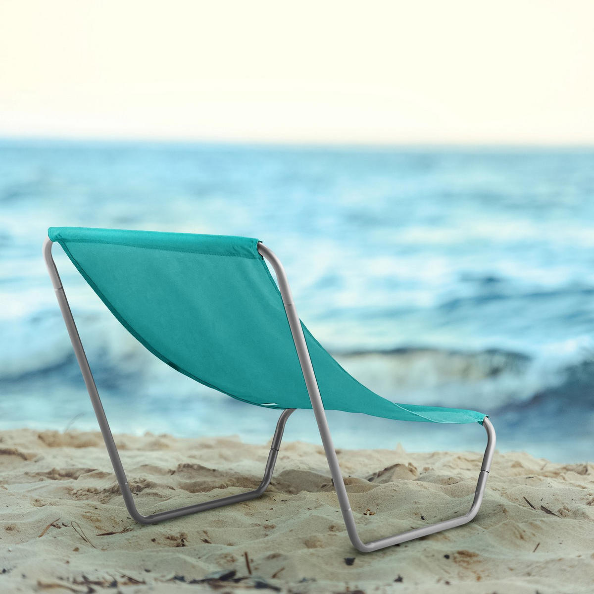 STRANDSESSEL bis 100 kg - Hellblau, Textil/Metall (51/60/97cm) - Outtec