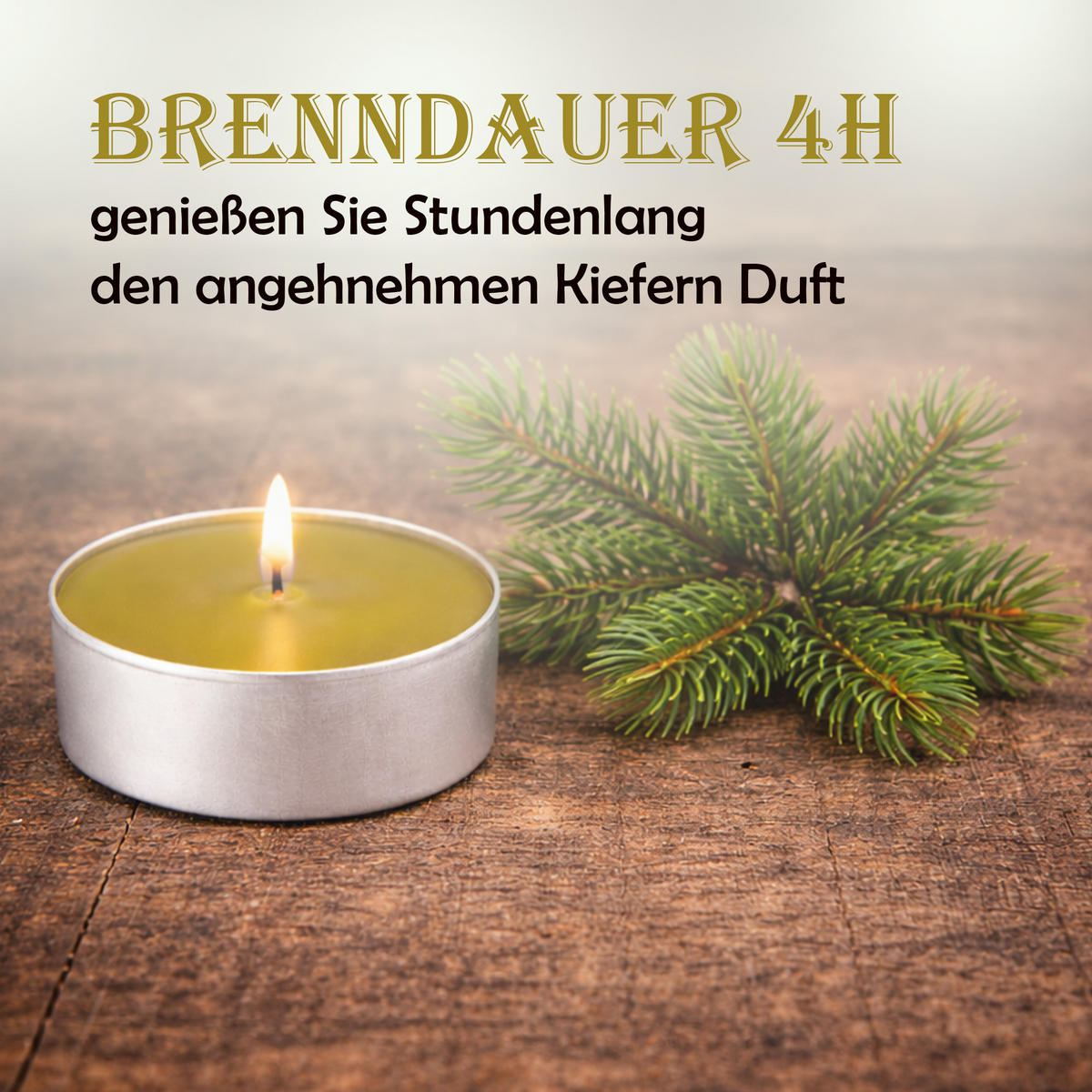 TEELICHT mit Duft - Pinie - 54er Pack - Olivgrün, Naturmaterialien (4/1.5/4cm) - HS Candle
