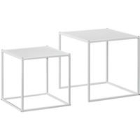 SET klubskih stolića 40/40/40 i 35/35/35 cm bijeli od čelika kvadratni moderni dizajn - bijela, metal (40/40/40cm) - OKWISH