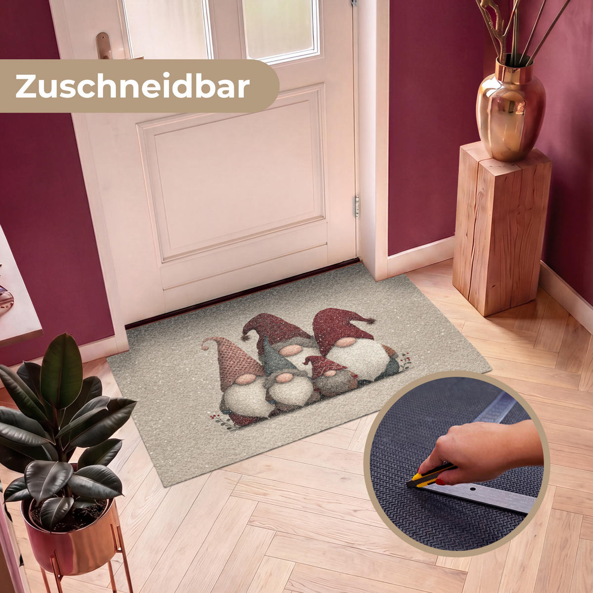 ROHOŽKA Skřítci - Vánoce - Sníh - Špičaté klobouky 120x80 cm - béžová, textil/umělá hmota (120/0.4cm) - MuchoWow