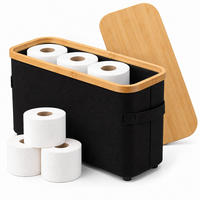 TOILETTENPAPIERBOX Schwarz Bambus 12 Rollen - Schwarz, Holz/Kunststoff (45/34.5/15cm) - Relaxdays