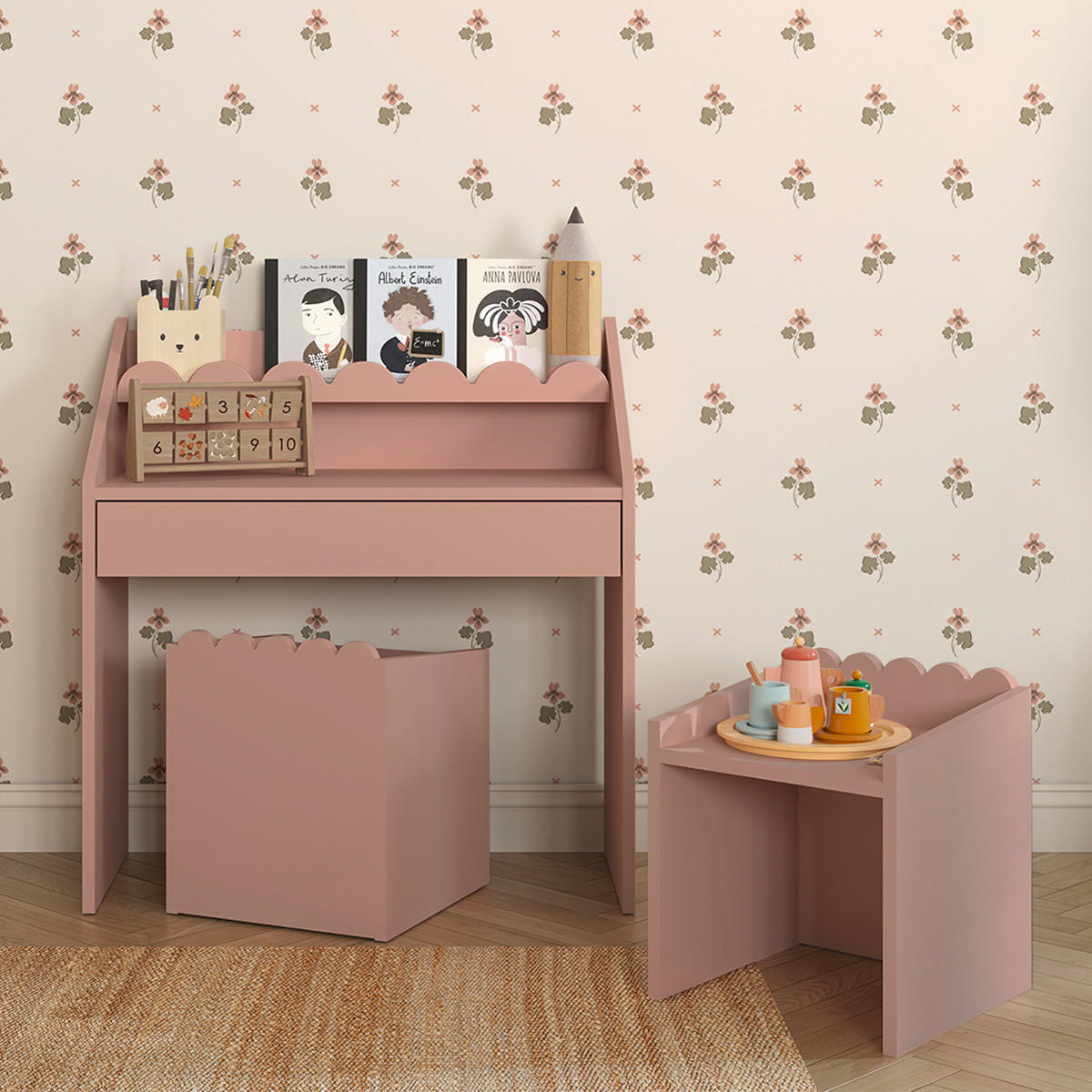 PÍSACÍ STÔL Book Nook Rose - pink, kompozitné drevo (71/76/33cm) - Petits-meubles
