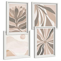 BILDER SET 4er Set - 50x50 cm & 40x60 cm Weißer Rahmen - Abstrakte Pflanzenmuster - Weiß, Kunststoff (50/50cm) - TULUP
