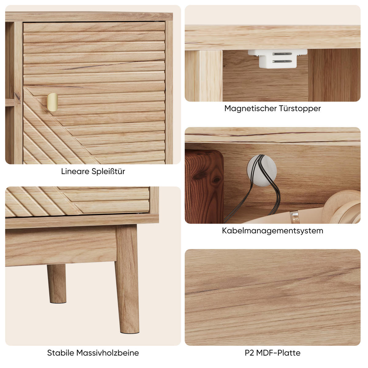 LOWBOARD 110/40/48 cm aus MDF mit Kabeldurchlass Eichefarben - Braun, Holzwerkstoff (110/48/40cm) - Modenvie