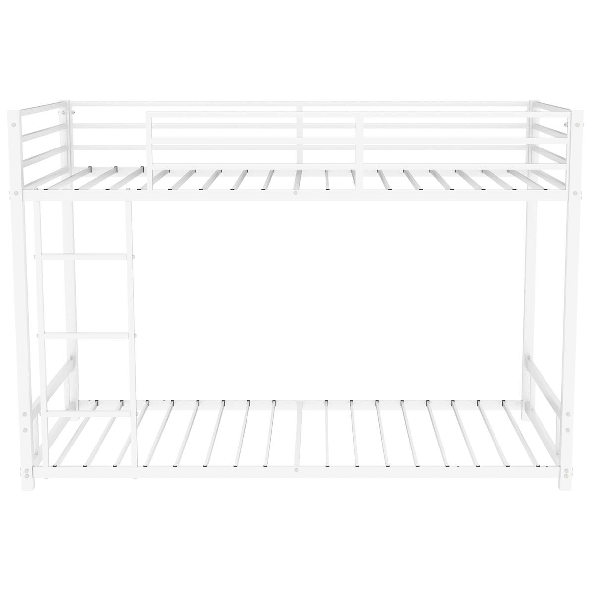 ETAGENBETT mit Leiter und Schutzgeländer 197 x 98 x 136 cm Metall Weiß - Weiß, Metall (90/190cm) - Beauniv