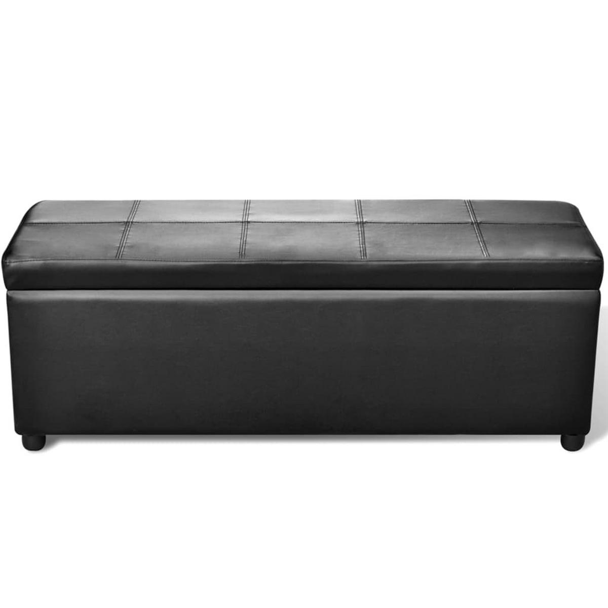 SITZBANK Mit Stauraum Lang Holz Schwarz - Schwarz, Leder (39/44/116cm) - vidaXL