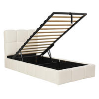 POLSTERBETT 90/200 cm Beige mit Lattenrost, Stauraum und USB-Ladeanschluss - Beige, Textil (90/200cm) - Oxeza