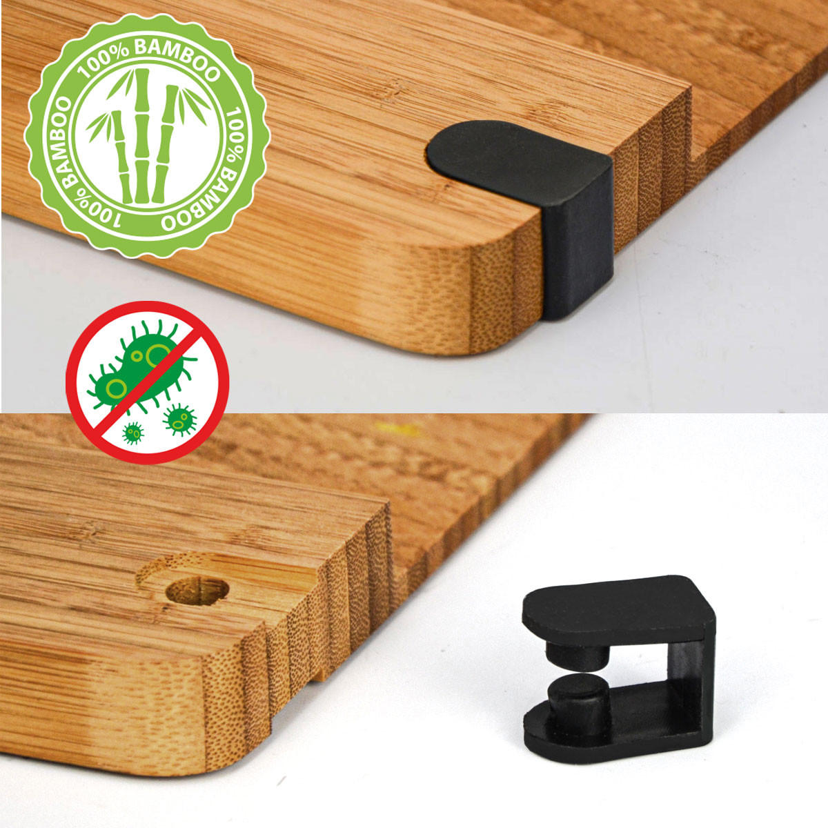 ANTI-RUTSCH-SCHNEIDEBRETT, 30/44/2 cm, Bambus - Braun, Holz (30/44cm) - Dunedesign