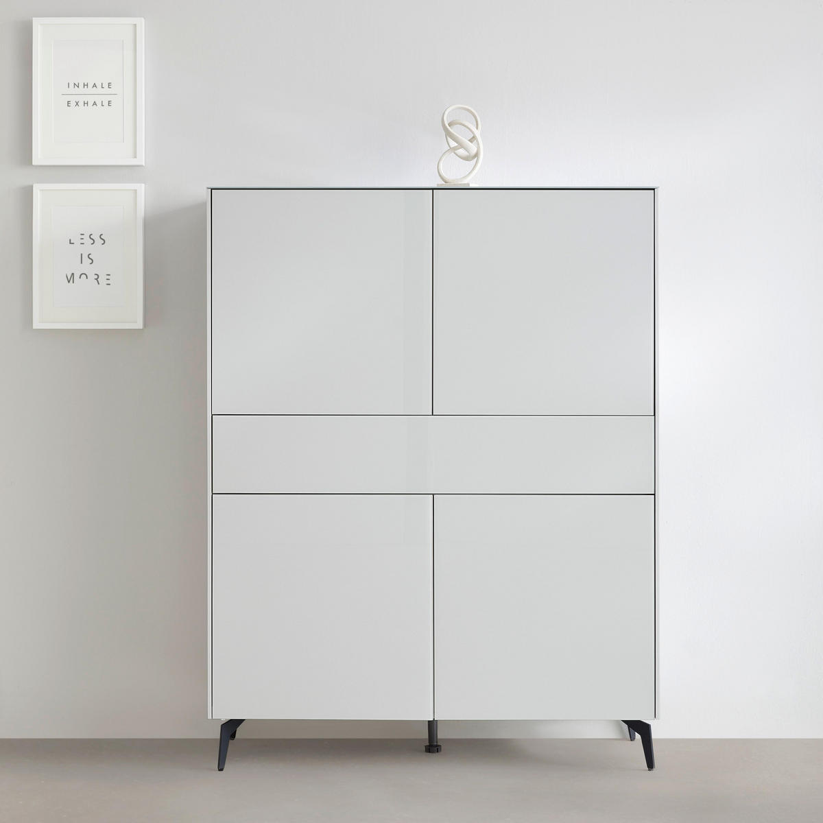 HIGHBOARD Imola Kreidegrau matt lack und Glas - Grau, Holzwerkstoff (121/145/42cm) - Premium Living