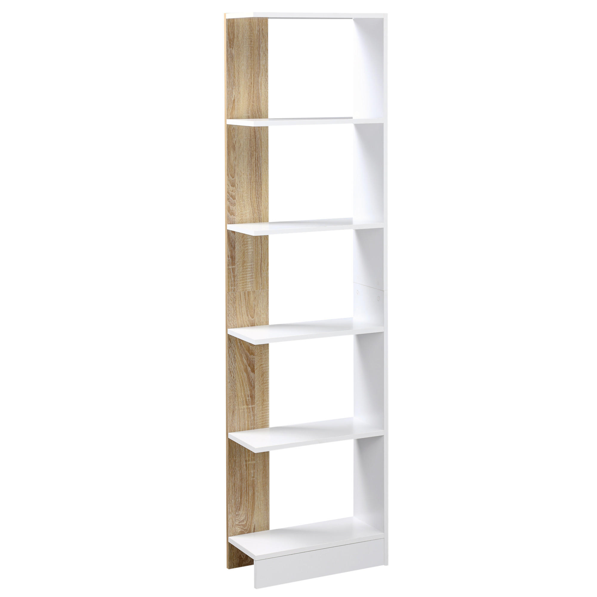 REGAL DE-15473 45/21/170 cm, 5 offene Fächer Weiß/Eiche - Weiß, Holzwerkstoff (21/170/45cm) - ComfortXL