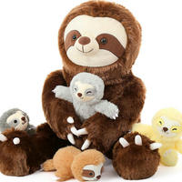 STOFFTIER Faultier Mama mit 4 Babys 60 cm - Braun, Textil (200/10cm)