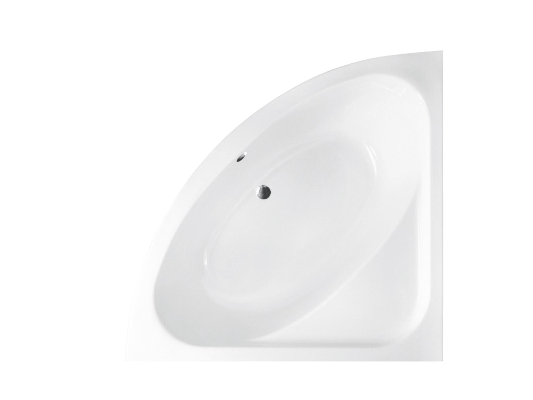 BADEWANNE Eckwanne LUKSJA 148/148 mit Schürze Ablauf Füße - Weiß, Kunststoff (148/65.5/148cm) - bad land