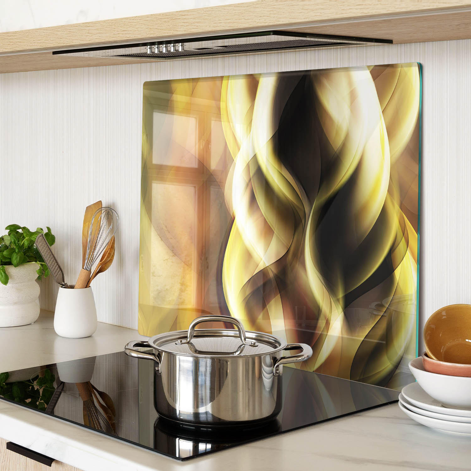 GLASPLATTE 60x52 cm Goldenes Licht - Goldfarben, Glas (60/0.4/52cm) - TULUP