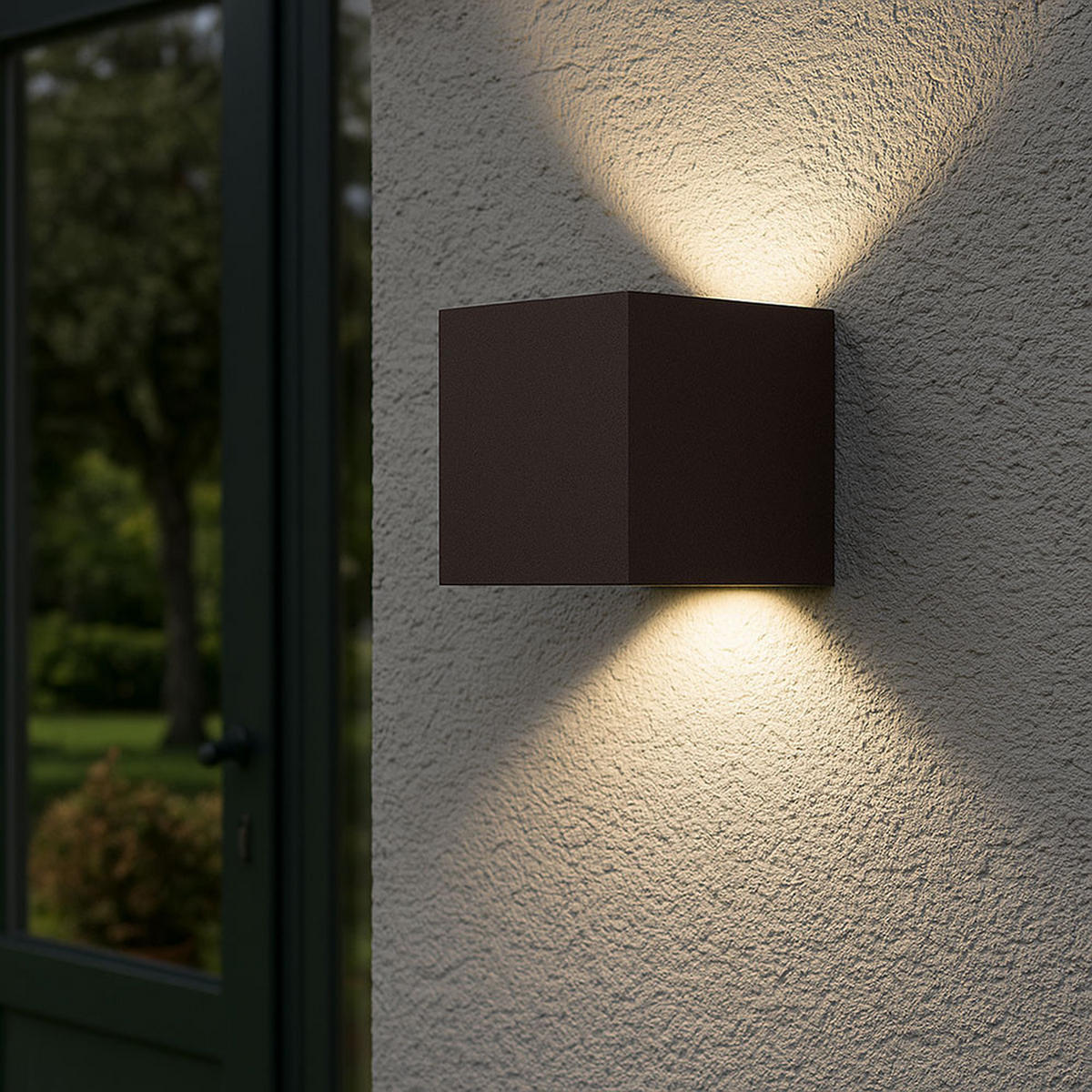 LED AUSSEN-WANDLEUCHTE Rostoptik Braun - Braun, Glas (10/10/10cm) - Globo Lighting