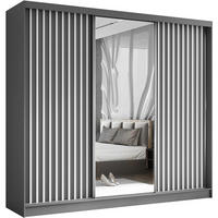 SCHWEBETÜRENSCHRANK Helix 240/216/61 grau+weiß - Weiß/Grau, Holzwerkstoff (240/216/61cm) - Beautysofa