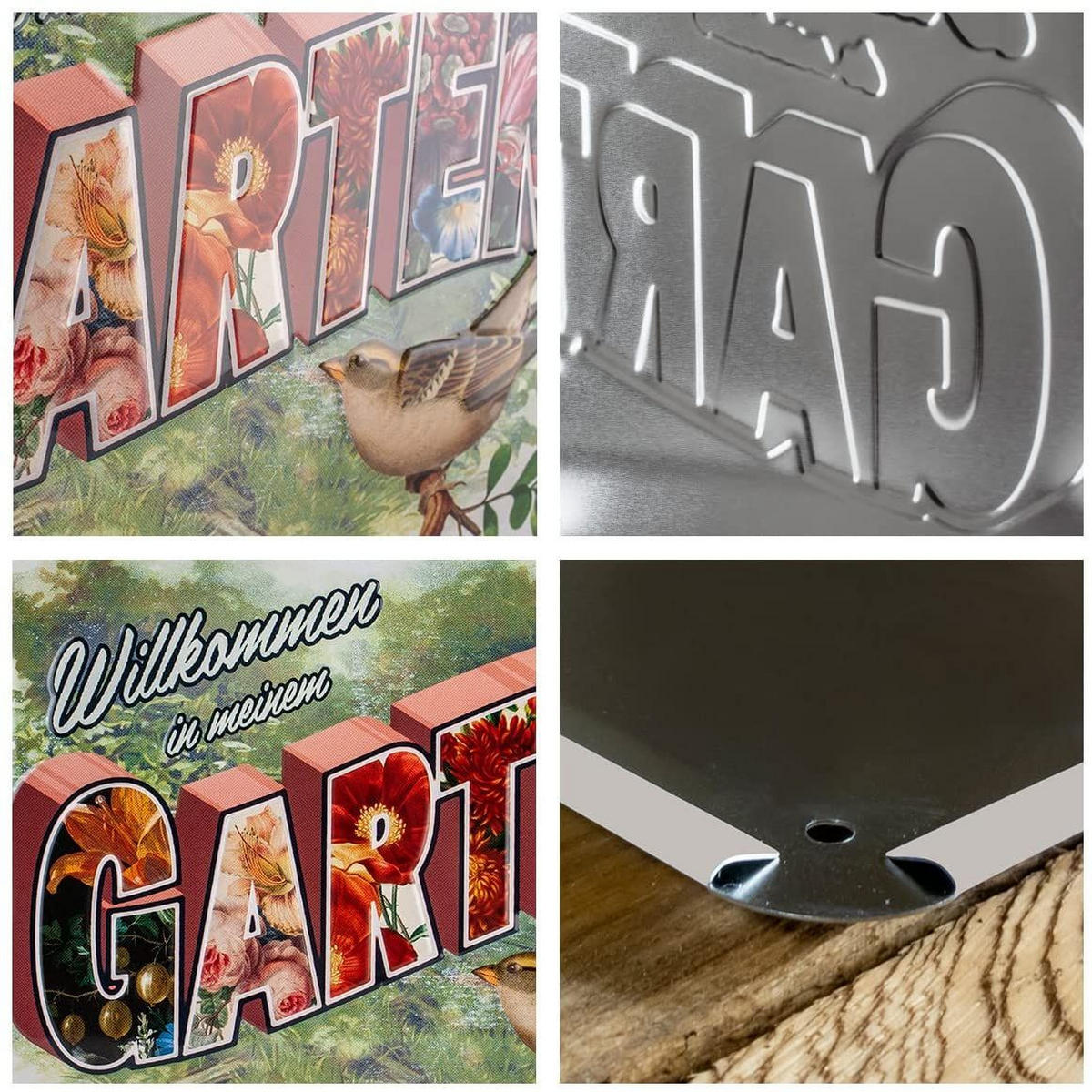 BLECHSCHILD 20/30 cm Home & Country Willkommen in meinem Garten - Multicolor, Metall (30/20/0.2cm) - Nostalgic-Art