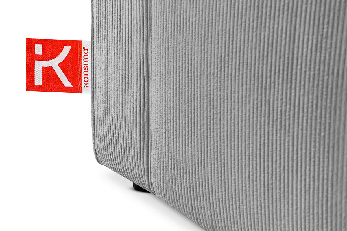 ECKSOFA-LINKS/RECHTS NAPI Schlaffunktion mit Cordbezug, hellgrau - Hellgrau/Schwarz, Textil (246/148cm) - KONSIMO®