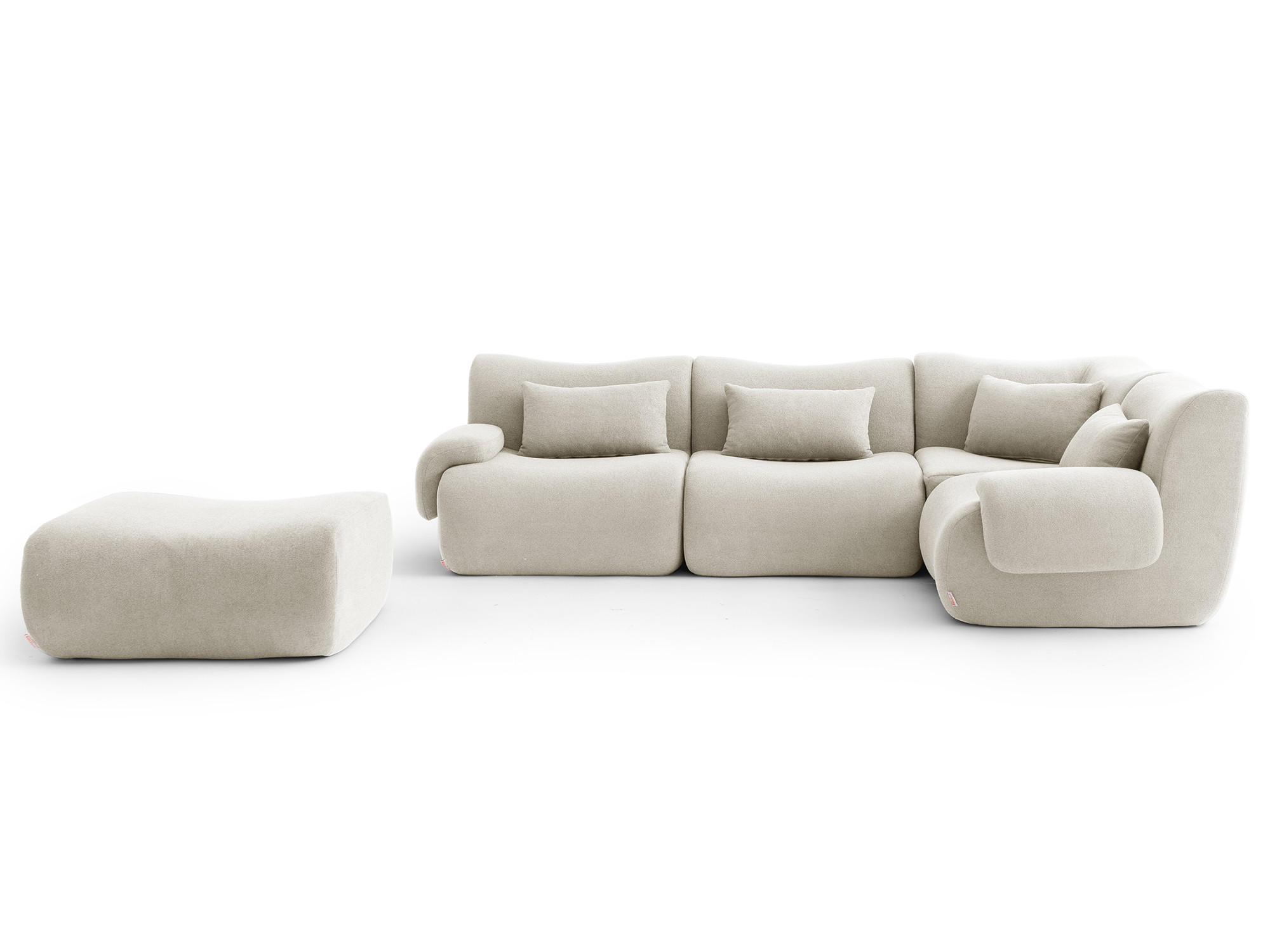 ECKSOFA Bouclé-Stoff Cremebeige - Beige, Textil (269/190cm) - MILYsofa